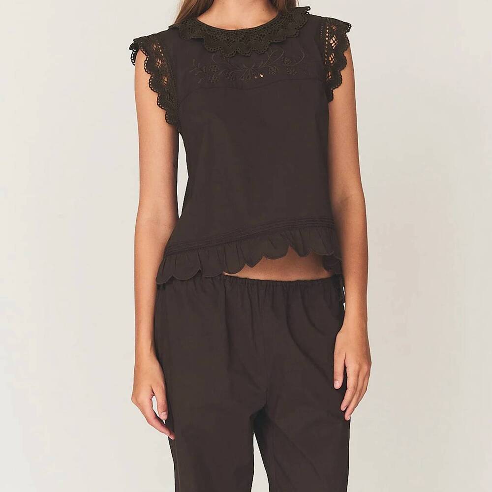 NEW THE GARMENT kirsten cloth crew neck top in brown